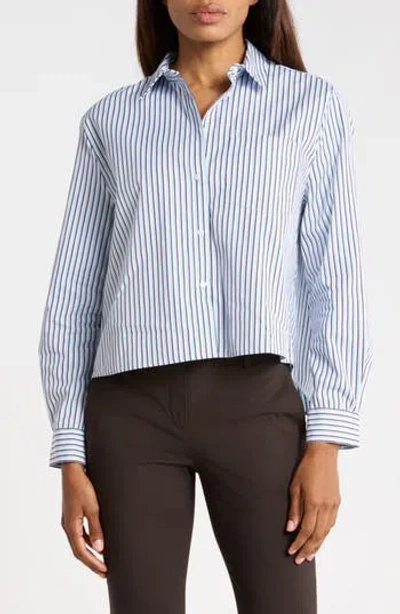 Nordstrom Striped Cotton Poplin Button-up Shirt In Blue