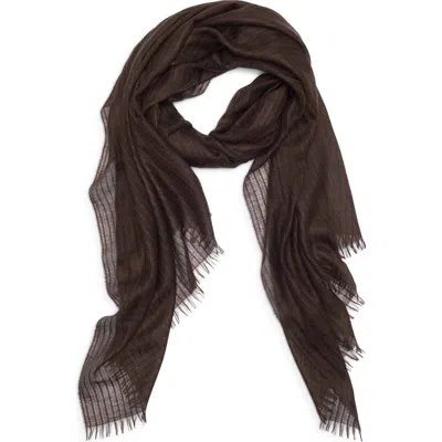 Nordstrom Striped Silk & Cashmere Scarf In Brown