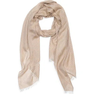 Nordstrom Striped Silk & Cashmere Scarf In Transparent