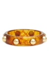 Nordstrom Studded Resin Bangle In Amber- Gold