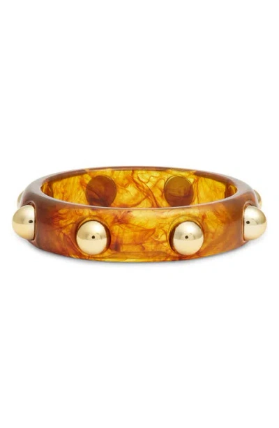 Nordstrom Studded Resin Bangle In Amber- Gold
