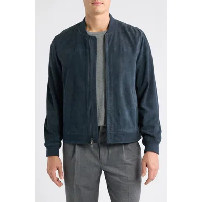 Nordstrom Suede Bomber Jacket In Blue