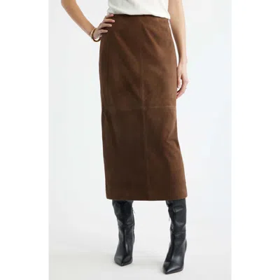 Nordstrom Suede Midi Skirt In Brown