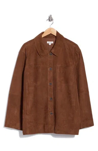 Nordstrom Suede Shirt Jacket In Brown Mustang
