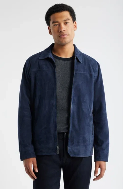 Nordstrom Suede Zip Front Jcaket In Blue