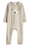 Nordstrom Babies'  Sweater Romper In Beige Oatmeal Bear