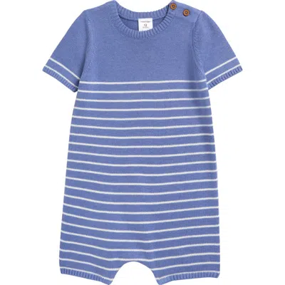 Nordstrom Babies'  Sweater Romper In Blue Denim Loop Stripe