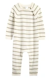 Nordstrom Babies'  Sweater Romper In Ivory Egret- Green Gus Stripe