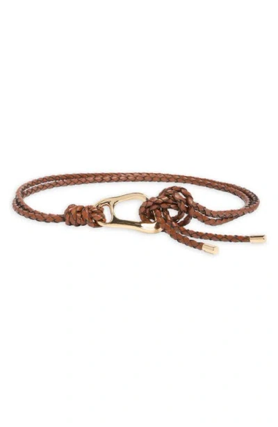 Nordstrom Syd Woven Leather Tie Belt In Brown
