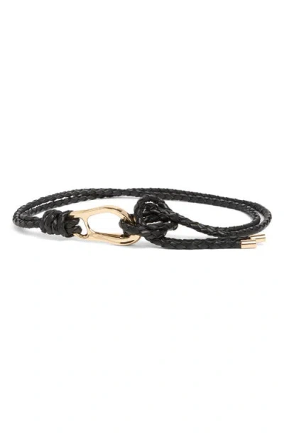 Nordstrom Syd Woven Leather Tie Belt In Black