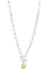 Nordstrom T-bar Pebble Pendant Necklace In Silver