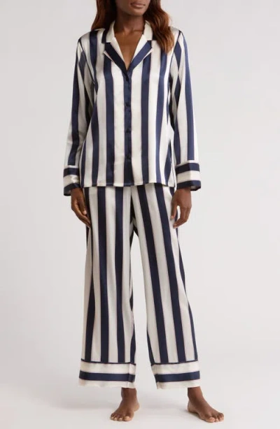 Nordstrom Tailored Stretch Silk Pajamas In Blue