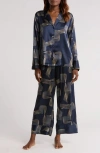 Nordstrom Tailored Stretch Silk Pajamas In Blue