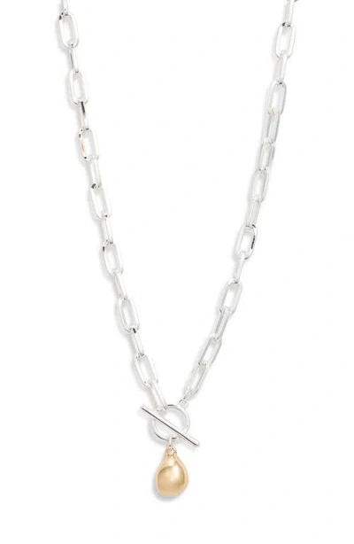 Nordstrom T-bar Pebble Pendant Necklace In Purple