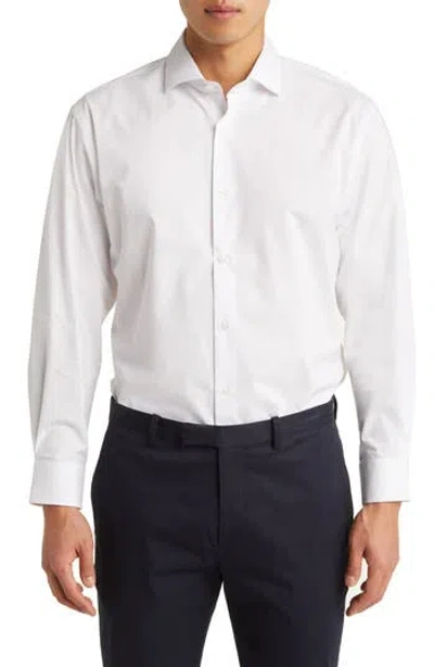 Nordstrom Tech-smart Traditional Fit Cotton Blend Dress Shirt In Blue Geo