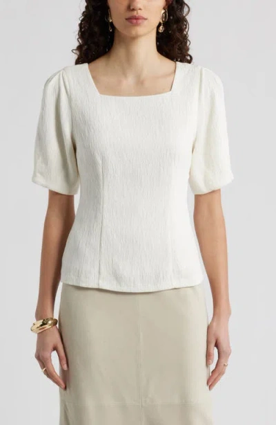 Nordstrom Texture Square Neck Top In White