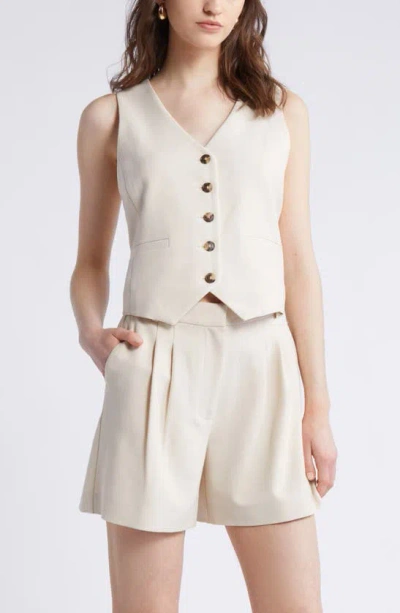 Nordstrom Textured Button-up Vest In Beige Beach