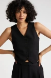 Nordstrom Textured Button-up Vest In Black
