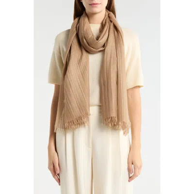Nordstrom Textured Cashmere Scarf In Brown