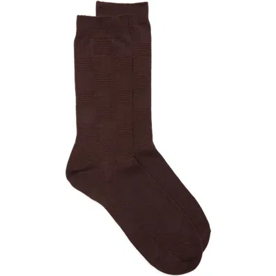 Nordstrom Textured Check Viscose Blend Socks In Brown