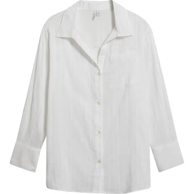 Nordstrom Textured Cover-up Shirt In White