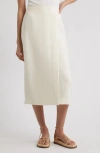 Nordstrom Textured Faux Wrap Midi Skirt In White