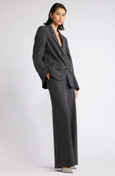 Nordstrom Textured Wide Leg Pants In Light Grey Speckle