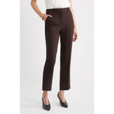 Nordstrom The Lena Slim Cropped Trousers In Brown