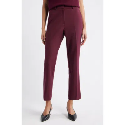 Nordstrom The Lena Slim Cropped Trousers In Burgundy