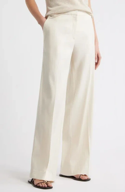 Nordstrom The Lennox Linen Blend Wide Leg Trousers In Neutral