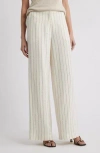 Nordstrom The Lennox Pinstripe Wide Leg Trousers In White
