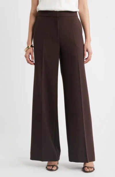 Nordstrom The Lennox Wide Leg Trousers In Brown