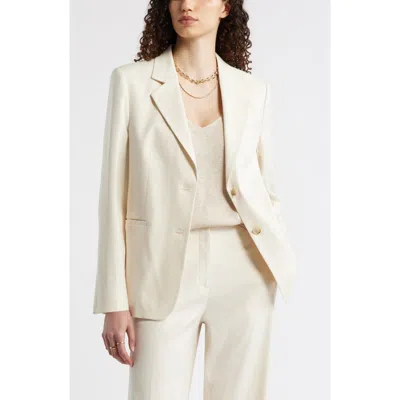 Nordstrom The Liv Linen Blend Boyfriend Blazer In White