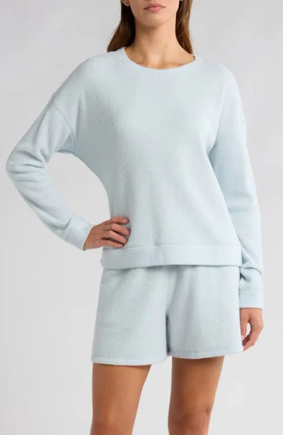 Nordstrom Brushed Rib Knit Pajamas In Blue Drift