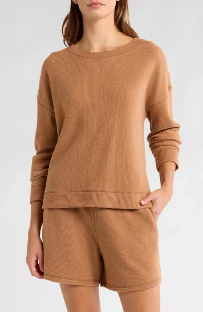 Nordstrom Brushed Rib Knit Pajamas In Tan Thrush