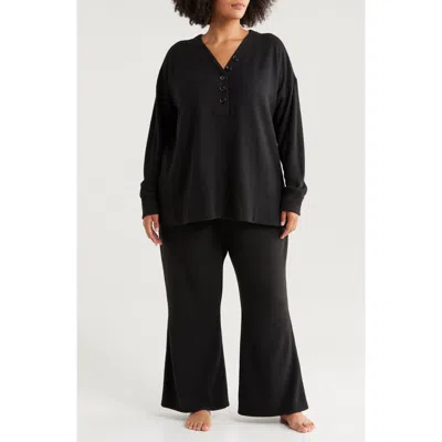 Nordstrom Thermal Top & Pants Lounge Set In Black