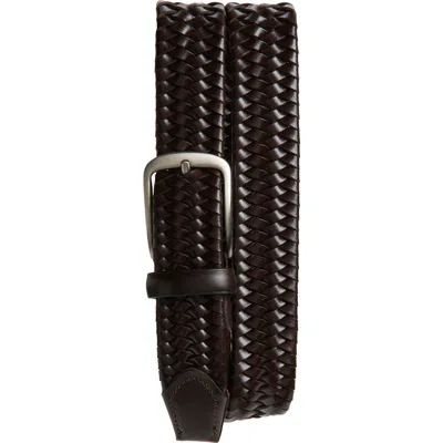 Nordstrom Thomas Braided Leather Stretch Belt In Brown