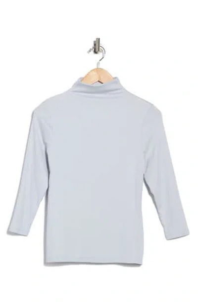 Nordstrom Three-quarter Sleeve Stretch Pima Cotton Mock Neck T-shirt In Blue