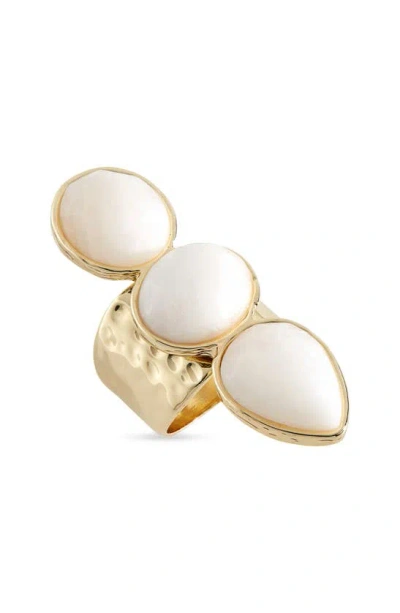 Nordstrom Three-stone White Jade Ring In White- Gold