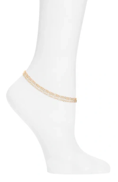 Nordstrom Three-row Delicate Chain Anklet In Gold