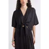 Nordstrom Tie Front Crop Top In Black