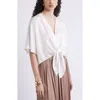 Nordstrom Tie Front Crop Top In Gray