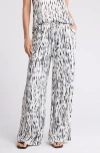 Nordstrom Tie Front Satin Wide Leg Pants In Black Salvage Floral