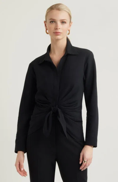 Nordstrom Tie Front Shirt In Black