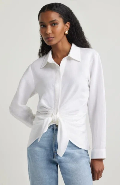 Nordstrom Tie Front Shirt In White