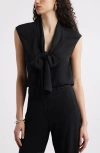 Nordstrom Tie Front Sleeveless Top In Black