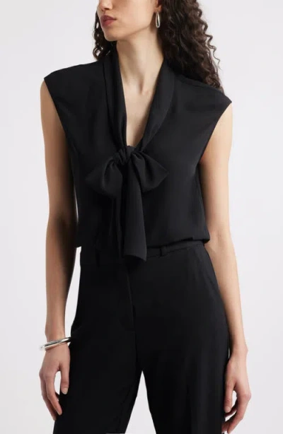 Nordstrom Tie Front Sleeveless Top In Black