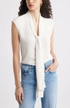 Nordstrom Tie Front Sleeveless Top In Ivory Tofu