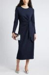 Nordstrom Tie Waist Long Sleeve Knit Midi Dress