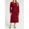 Nordstrom Tie Waist Long Sleeve Knit Midi Dress